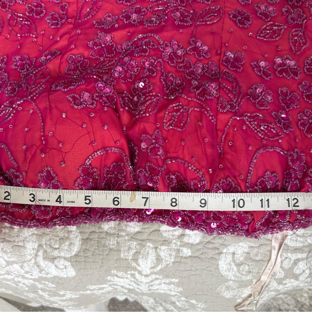 Beaded Floral Fuchsia Evening Gown - Picture 11 of 12